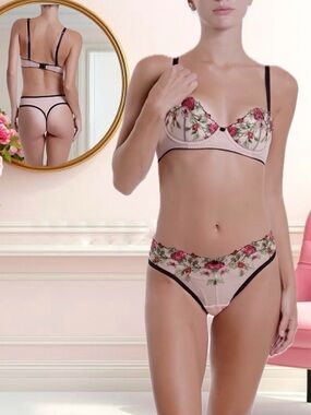 Hanky Panky Limited Edition Kiss From A Rose Bra and Thong Panty Set NWT